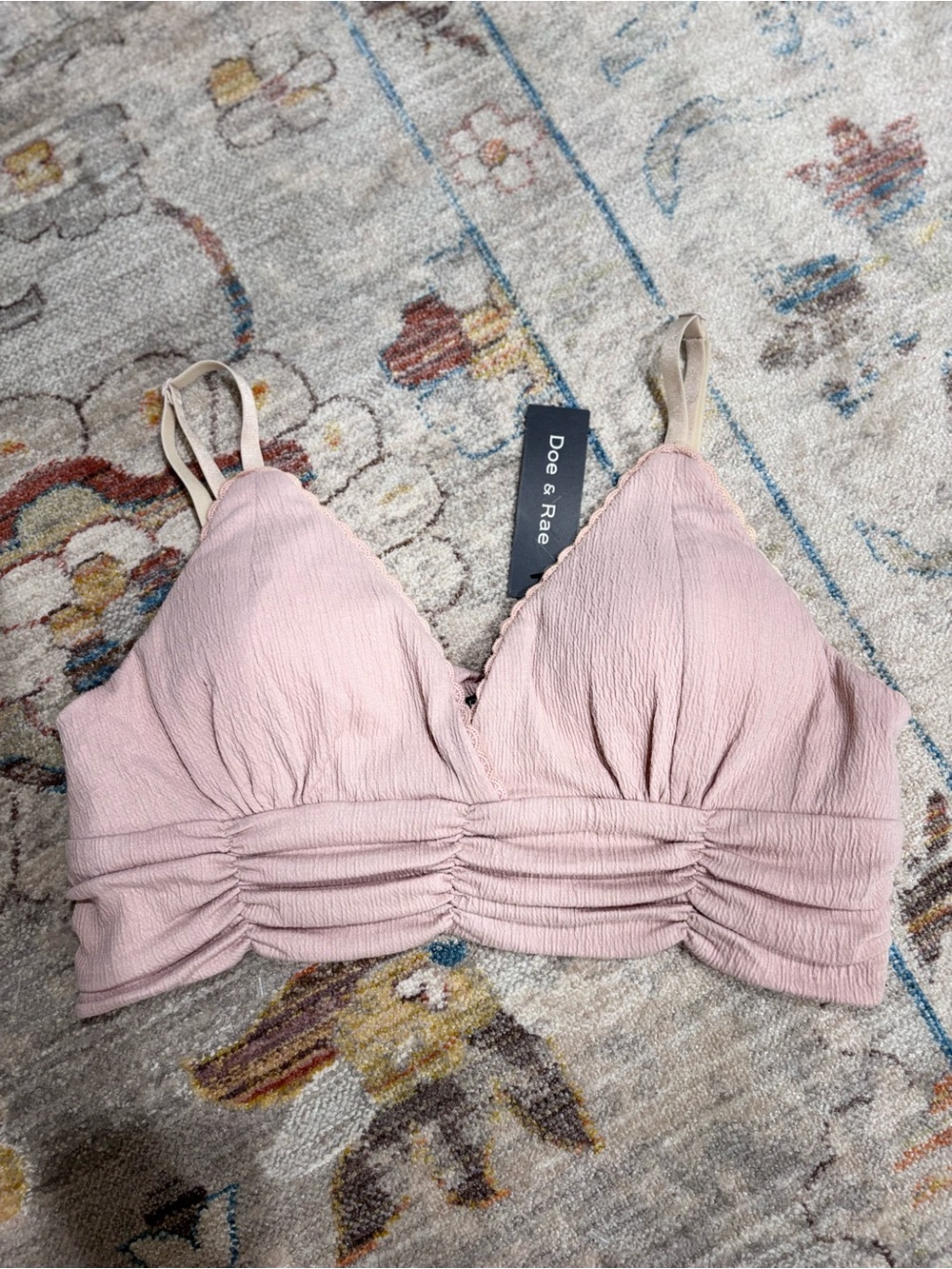 NWT Doe & Rae Look Around Bralette Ruched Bralette Large